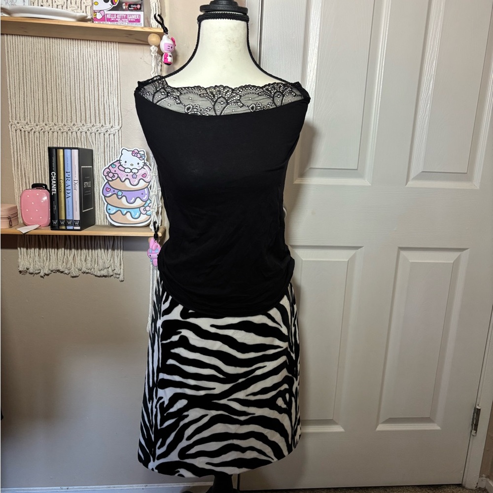 Annex Black and White Zebra Vintage Mini Skirt